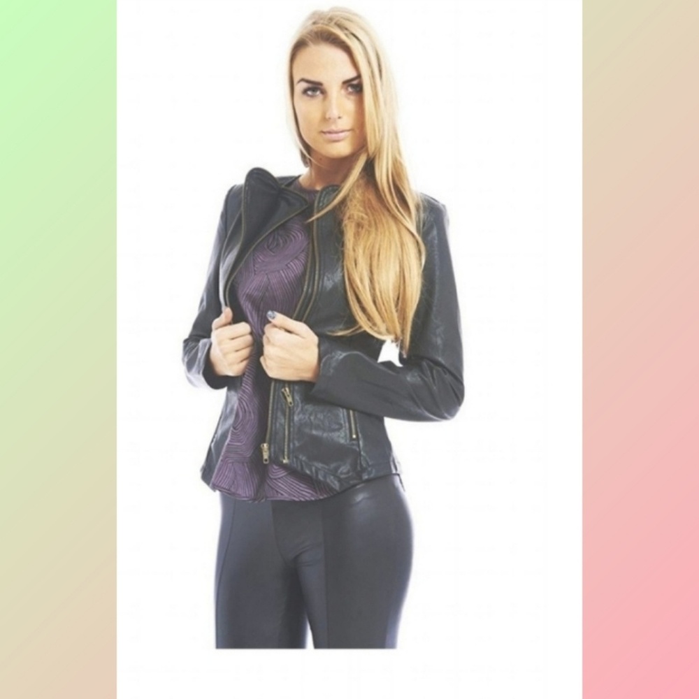 A/X Armani exchange  Faux Leather Zip Front Jacket